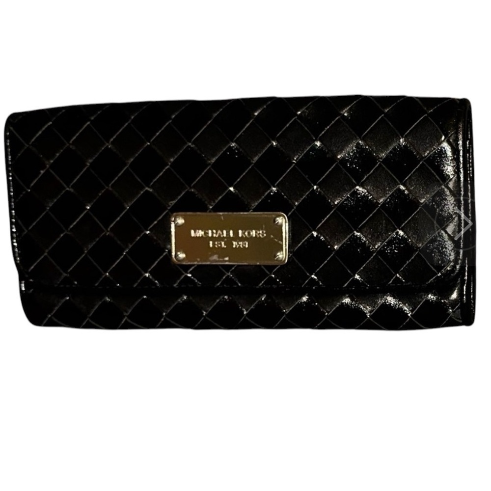 Michael Kors Black Leather Clutch With Chain